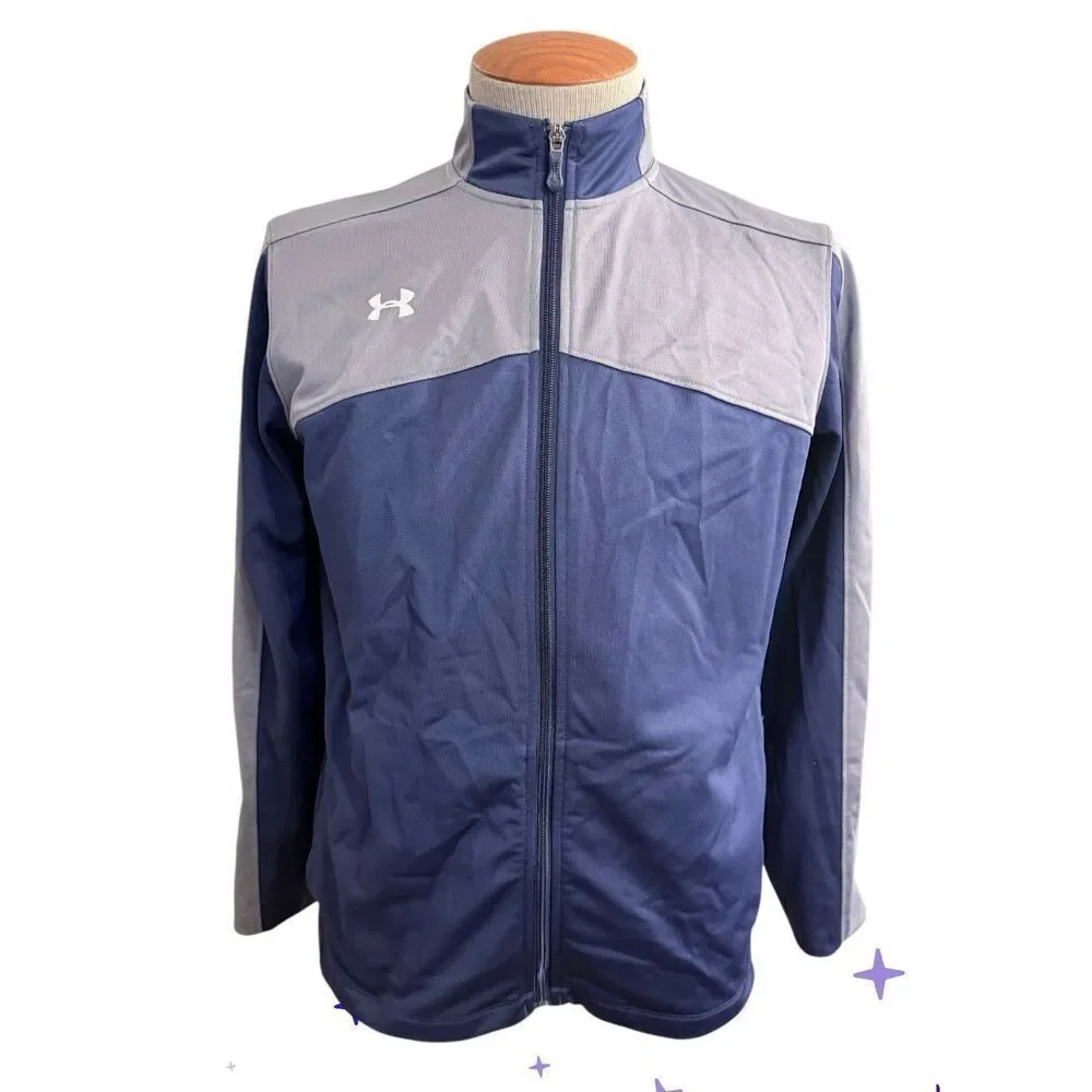 Under Armour Men’s Full Zip Navy Blue/Gray Warm Up Jacket Size Medium
